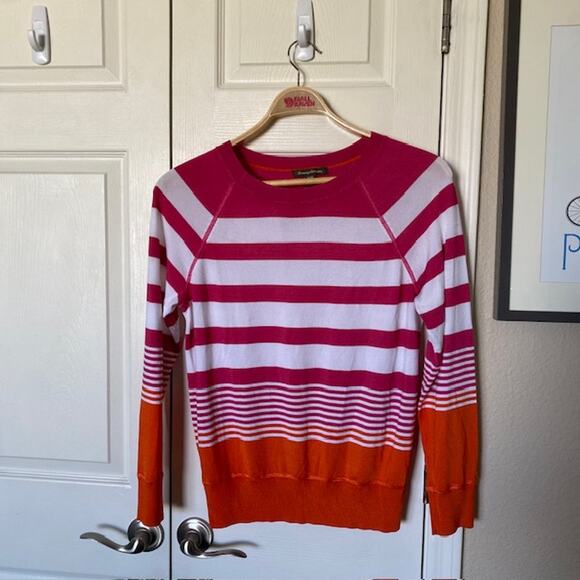 Tommy Bahama‎ Sweater Striped Pink White Orange Women's Medium READ - Picture 1 of 11